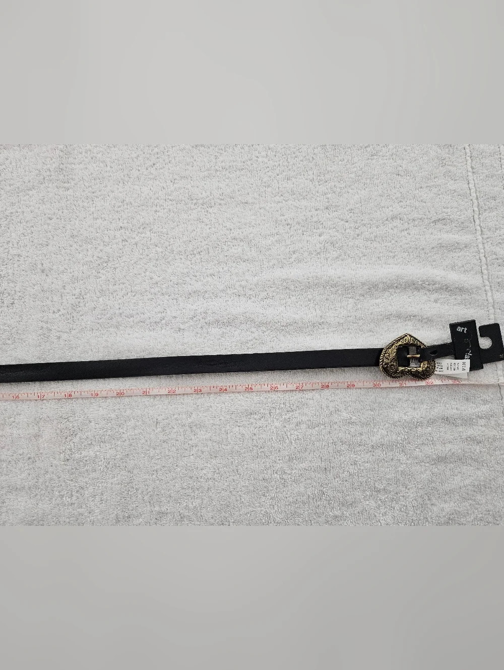 Art Class Girls Western Heart Buckle Belt Black Gold Etched Floral Vintage Style